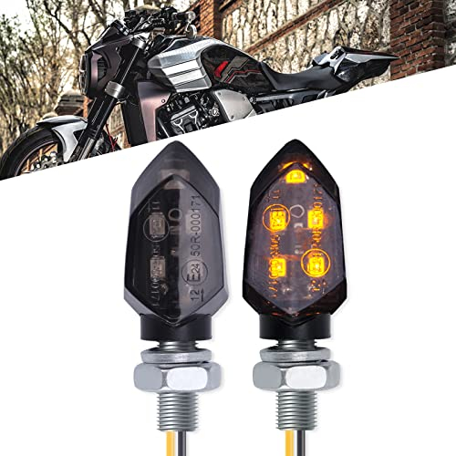 KEEPDSGN 2 X Indicatori di direzione Frecce Moto LED Indicatori 12V E-mark LED lampeggiante Lampada ambra Mini freccia luce Luci posteriori anteriori per Moto Scooter Quad Cruiser Off Road.