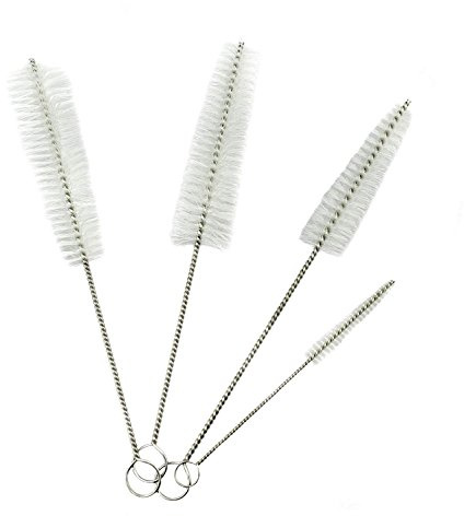 AKORD 4pcs Bottle Kitchen Kettle Spout Teapot Nozzle Clean Brush Set, Stainless-Steel, White, 105 x 6 x 3 cm