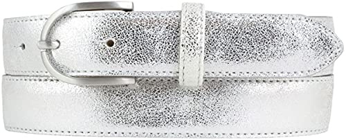 BELTINGER Damen-Gürtel in Metall-Optik 3 cm | Leder-Gürtel Metallic-Look für Damen 30mm | Metall-Ledergürtel mit runder Gürtelschließe