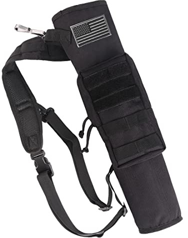 KRATARC Archery Lightweight Back Arrow Quiver Dual Use Foldable Compact Hip Arrows Bag with Molle System Pocket Hanged for Target Shooting Hunting (Black- Zip Pocket)