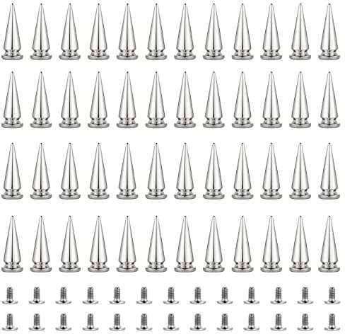 Coolty 50 Sets Punk Nieten Kegel Spike Nieten Ziernieten Metall Nieten Schrauben für Taschen Lederband Kleidung Schuhe Jacken Handwerk