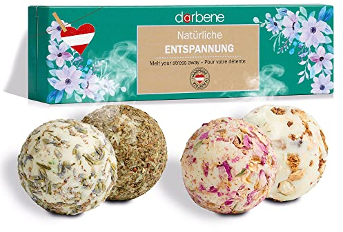 DarBene 4 BIO Badekugeln Geschenkset - Badezusatz für pure Entspannung, Geburtstagsgeschenk, Geschenk für Frauen