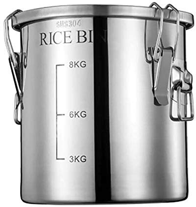 Food Storage Containers stainless steel Airtight Food Storage Containers Cereal Dispenser 304 Stainless Steel Rice Canister For Kitchen With Lids,Rustic Home Decor,Pantry Organization And Storage For