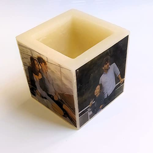 LA BELLA CANDELA. Vela Personalizada 2 Caras para Hombre, Mujer | Regalo Original Artesanal | Recuerdo para Toda la Vida. 10x10x10cm.…