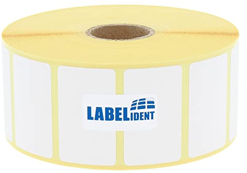 Labelident Thermoetiketten 40 x 27 mm - 2.000 Etiketten auf Rolle | thermodirekt bedruckbar, selbstklebend und stark permanent haftend für Thermodrucker