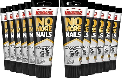 UniBond No More Nails Invisible, Heavy-Duty Clear Glue, Strong Glue for Wood, Ceramic, Metal and More, Instant Grab Mounting Adhesive, Bulk Buy 12 Pack