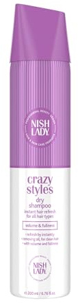 Nishlady Crazy Styles Magic Dry Shampoo 200 ml – Trockenshampoo für schnelles Auffrischen, mehr Volumen & Frische – Für alle Haartypen
