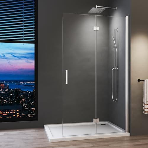 Walk in Duschwand 120x195 cm Falttür Dusche Duschtrennwand Nano Beschichtung 6mm ESG-Sicherheitsglas Duschabtrennung Montage auf Duschewanne oder Fliese