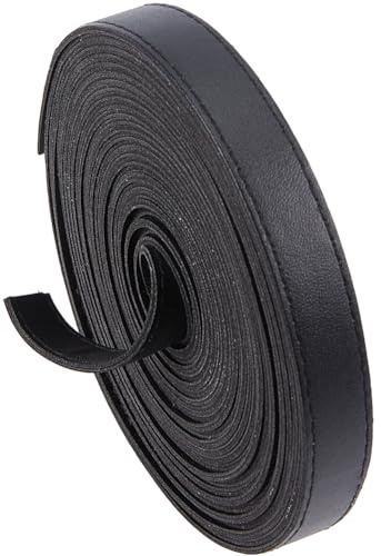 Gorgecraft 5m*15mm*2mm Cinturino In Pelle Nera Da Cordoncino In Pelle Piatta A Doppia Faccia Strisce di Finta Pelle di Spessore Fili Stringhe per Artigianato Fai Da Te Cintura Avvolgente per Maniglia