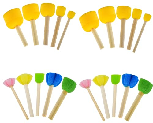 LPAMABA 20er Set Malerei Schwammpinsel Set - 5 Größen Schaumstoff Pinselset, Stupfpinsel für Malerei, Malschwamm zum Malen, Handwerk DIY Werkzeug