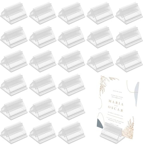 DAJISI 24 Stück Tischkartenhalter, Kartenhalter Transparentes Acryl Menükartenhalter Brettspielzubehör Postkartenhalter Dreiecke Kartenhalter Hochzeit für Brettspiele Büro Schule