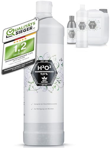 NEU¦ Wasserstoffperoxid/Hydrogen Peroxid 11,9% 1L / H2O2 0,25L-5L ¦ Schimmelentferner & Bleichmittel ¦ Hexagonales Wasser/Made in Germany s.1997 ¦ OPTI NATURE H2O2