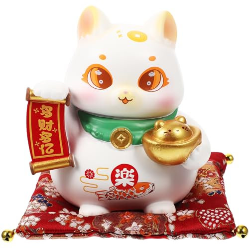 Luxshiny Glückskatzenstatue Winkende Katzenfigur Glückskatzenfiguren Japanische Reichtumskatze Für Heimdekoration (Rot)