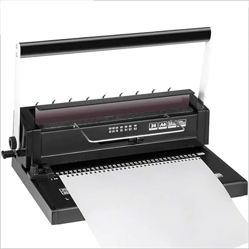 STMKB Spulenbindemaschine, 34-Loch-A4-Spiralspulenpapierstanzmaschine, 2,5 Mm, 4,5 Mm Und 6,5 Mm Ränder Einstellbar, Bindekapazität: 120 Blatt, Für Büros, Bibliotheken, Buchhandlungen