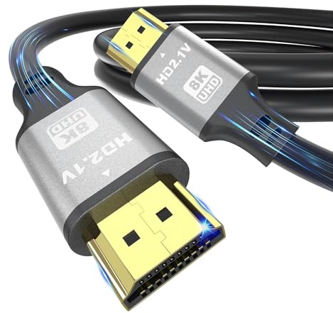 jojobnj 8K câble HDMI 3m, câble HDMI haute vitesse 48Gbps 8K@60Hz 4K@120Hz, HDCP 2.2 et 2.3, DTS:X, HDR 10 Compatible avec Roku TV/eARC/3D/PS5/HDTV/ordinateur portable/Blu-ray