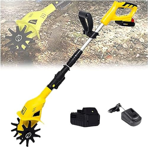 JSY Escarificadores Rototiller eléctrico inalámbrico, Rototiller de jardín con batería Recargable y Cargador for distribuir césped Cultivadores rotativos, Jardines, Campos