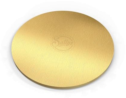 Sallys Pizarras para tartas de 12 mm de grosor, 35 cm de diámetro, de cartón resistente y ligero con revestimiento de aluminio apto para alimentos, base para tartas, bandeja para tartas, cake (dorado)