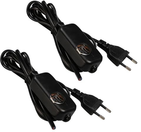 Câble de raccordement de 1,8 m de long pour lampes suspendues ou lampadaires - 2 fils - 220 V - Câble d'alimentation noir - Prise + interrupteur - Câble de raccordement prêt à être branché - Câble de
