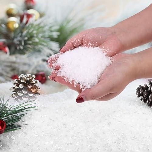 HAOWANWW 500g Fake Snow White Artificial Snow Christmas Artificial Snow Flakes White Artificial Snow Winter Powder Snowflake Decor Artificial Snowflakes for Christmas Tree Holiday Winter Party Decor