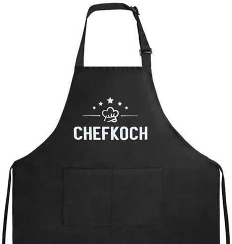 Kochschürze mit 2 Taschen verstellbar Schürze ​Grillschürze Geschenk für Herren Damen Ehemann Weihnachten Küche Garten Salon Küchenschürze Vatertag Geburtstagsgeschenk Kittelschürze (Chefkoch)