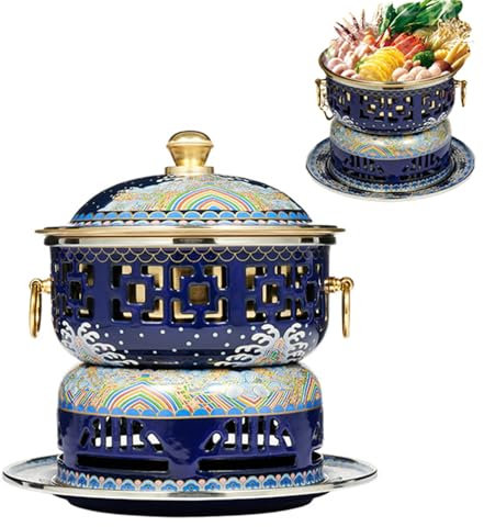 NHDVDVAV Chinesische Chafing Dishes, Traditioneller Cloisonné-Hot Pot, Haushalt, Einzelperson, Kleiner Kupfertopf, Alter Pekinger Vintage-Kupfer-Shabu, Kommerzieller Fat Cow Hot Pot,C
