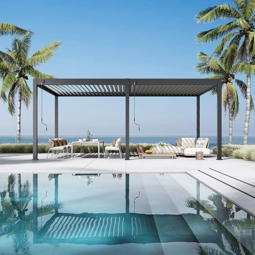 Weide Deluxe Pergola Alu-Lamellendach freistehend ohne Hitzestau 3 x 6 m Anthrazit