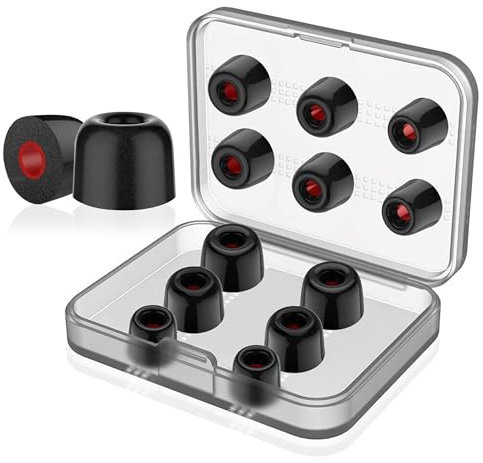 6 pares de almohadillas de espuma viscoelástica de rebote lento para auriculares intraurales de 4,5 mm a 5,5 mm, con caja de almacenamiento S/M/L, 3 tamaños (interior de 4,5 mm, negro)