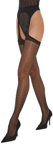 Fiore Sexy Voile-Strumpfhose Ouvert für Damen mit Hüfthaltereffekt und Fantasiemuster, 20 DEN – Amore Mio - S