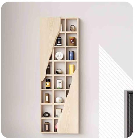 LXHELIVERY Solid Wood Cabinet Collection Holder -Wall Mounted Shot Glass Display Storage Box -Trough Rustic Floating Shelf For Collection Shot Glass(Natural)