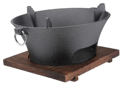 Barbecue Rond en Fer Noir, 1 Set, Compact pour Camping