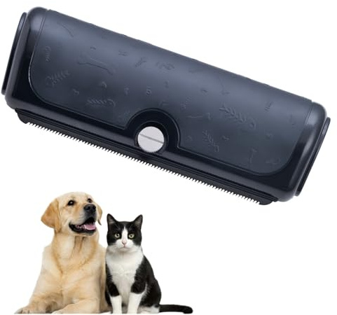 Deshedding Brush for Dogs & Cats, Shedding Blade Undercoat Remover for Short to Medium Coats, Dog & Cat Shedding Tool, Detachable Stainless Steel Blade, Non-Slip Ergonomic Handle, Black