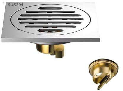 EURDFHY Scarico a Pavimento Scarico a Pavimento Quadrato for Bagno, Lavatrice, Scarico a Pavimento in Acciaio Inossidabile, processo di trafilatura(Style 4)
