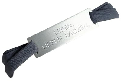 Feel Free Armband mit Gravur „LEBEN.LIEBEN.LACHEN.“ – Damen & Herren Mantra-Armband – Edelstahl Silber – Elastisches Band Grau – Motivierend, Bequem, Wasserfest