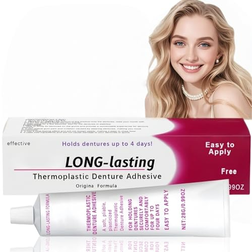 28G Thermoplastic Denture Adhesive Cream,Denture Silicone Reline Adhesive Cream,Women False Teeth Adhesive,Non Glue Denture Adhesive,Convenient Dental Glue,28G Den/ture Repair Kit for All types (1)