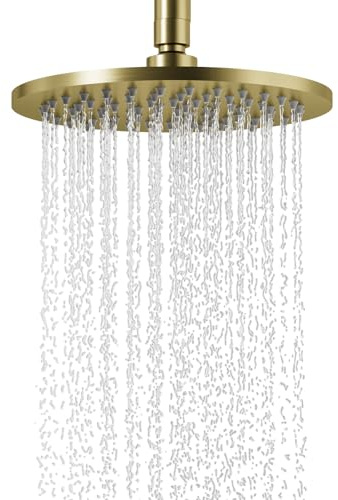 Pommeau de douche à pluie,Ronde Or brossé Pulvérisateur de douch Pluie 8 Pouces,tete de douche pluie réglable à 360°,Tête de Douche Anti Calcaire,acier inoxydable,Facile installer et nettoyer