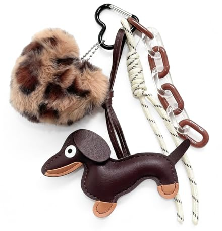 YUPZAR Süßer Schlüsselanhänger,Cute Puppy Dog Bag Pendant Key Chain Fashion PU Leather Dachshund Dachshund,Dackel Schlüsselanhänger,Dackel Taschen Anhänger,Taschenanhänger Leder