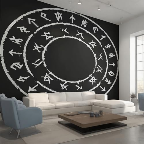 Genérico Decoracion Papel Pintado Vikingo, Fotomurales Runa Mitología Nórdica Papel Pared Tejido No Tejido Murales de Pared 250x175 Salon Dormitorio Decorativa W&57