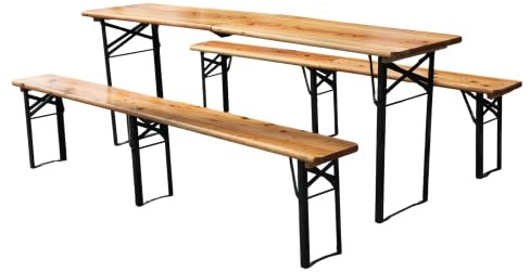 dowowdo Set pieghevole per tenda da birra, 3 pezzi, pieghevole e resistente alle intemperie, per giardino, tenda da banco e campeggio, in legno di pino, 220 x 50 x 78 cm