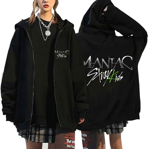 Satdflie Stray Kids huvtröja med dragkedja långärmade tröjor med tryck Felix Hyunjin Bangchan Lee Know oversize-jacka, Färg/19, L