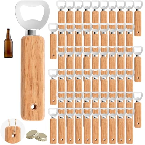 VIDETOL 60 apribottiglie in legno, apribottiglie di birra in legno con fori, manico in legno, apribottiglie di birra personalizzato, apribottiglie di birra portatili, per pub, casa, cucina