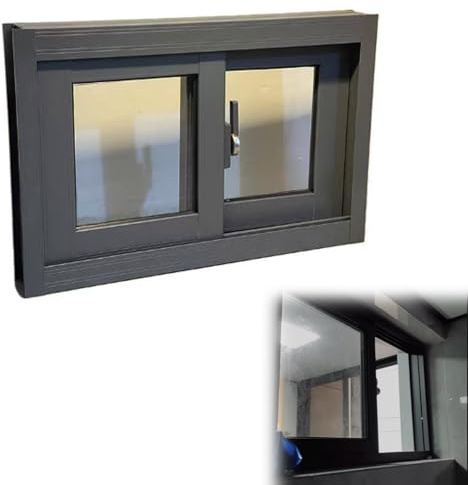 Schiebefenster aus Aluminium mit Sichtschutz für Schuppen und Badezimmer, verstellbare Größe für einfache Installation