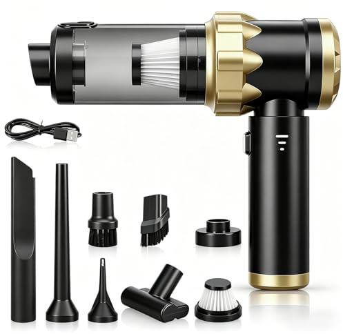 LUM9EX8 Handheld Vacuum Cleaner, 18000PA Brushless Motor Cordless Car Vacuum with LED Power Display, 3-Speed Strong Suction 4-in-1 Portable Mini Vacuum Air Duster for Pet Hair, Home, Office, Keyboard