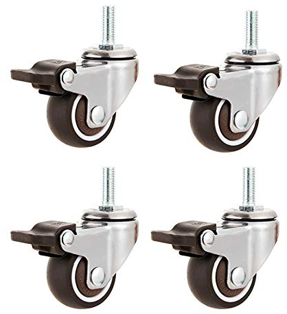 4 Möbelrollen 1(25mm) Gewinde M6｜1,5 M8 Schraube｜2 Zoll (50mm) Schraube M10 Leise Schwenken Gummirollen Industriell Wagen Lenkrollen Mit Bremse Zum Parkettboden Teppich - 200 Kg