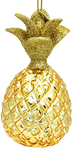 SIKORA Goldene Ananas besondere Weihnachtskugel Glas Christbaumschmuck Deko Figur Weihnachten Anhänger Ornament - Trend Line - BS480