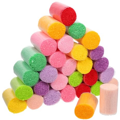 EXCEART 30pcs Acrylic Yarn Latch Hook for DIY Craft Projects | Multi-Colored Knitting for Rug Making Crochet for Pillows Blankets and More Mixed Colors, Acrylic Fibers