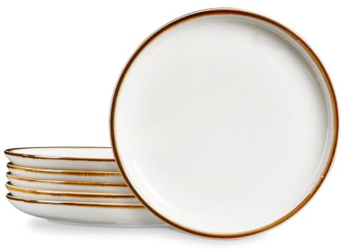 ONEMORE Speiseteller, Salatteller, Geschirrset für 6 Personen, 26,6 cm, Porzellan-Tellerset, spülmaschinen- und mikrowellengeeignet, in Cremeweiß