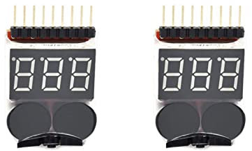 Battery Tester Monitors Low-Voltage Buzzer Alarm Voltage Detector, Suitable for Model Airplane Lithium Battery Tester/Power Display/Over-Discharge Protector 1-8s Lithium-ion Battery Voltage Tester