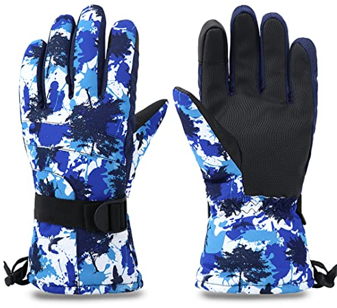 Winter Schnee Dicke Warme Fleece Skihandschuhe Motorrad Radfahren wasserdichte Touchscreen Beheizte Handschuhe Graffiti-Hill S
