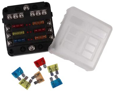 edi-tronic KFZ Sicherungshalter Sicherungskasten 6fach mit Sicherungen LKW Boot Status LED