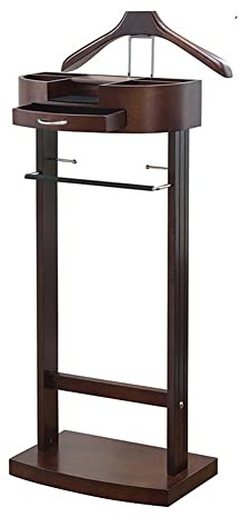 Herrbetjänare for sovrum Herrskötare solitt trä klädbutler for kläder och tillbehör Herrtjänare med hylla Byxhållare (Color : Walnut Wood, Size : 43.1x34.2x106.6cm)